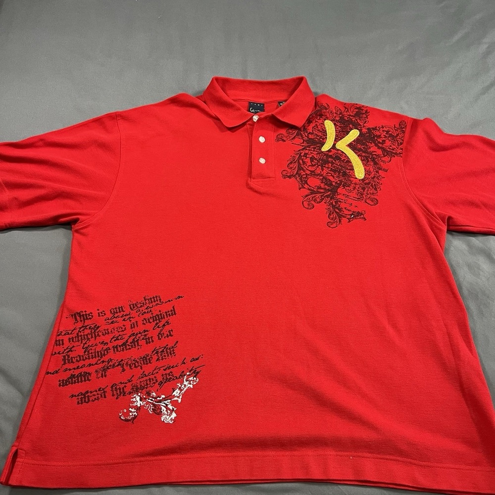 Vintage‎ Kani Gold Polo Shirt Mens 2XL XXL Red Cotton/Poly Short Sleeve Y2K